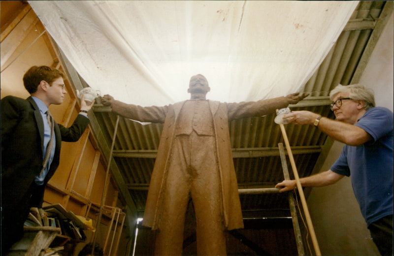 Anthony Stones and his son, Anh Bron Stones, winning the clay modelling competition at Piccadilly Station. - Vintage Photograph