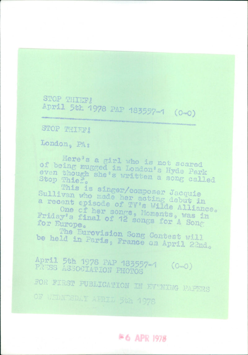 Jacquie Sullivan - Vintage Photograph