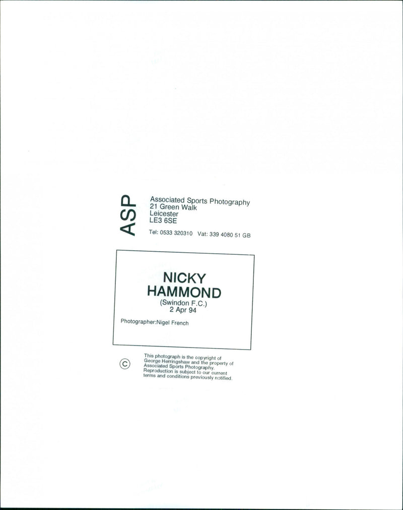 Nicky Hammond - Vintage Photograph