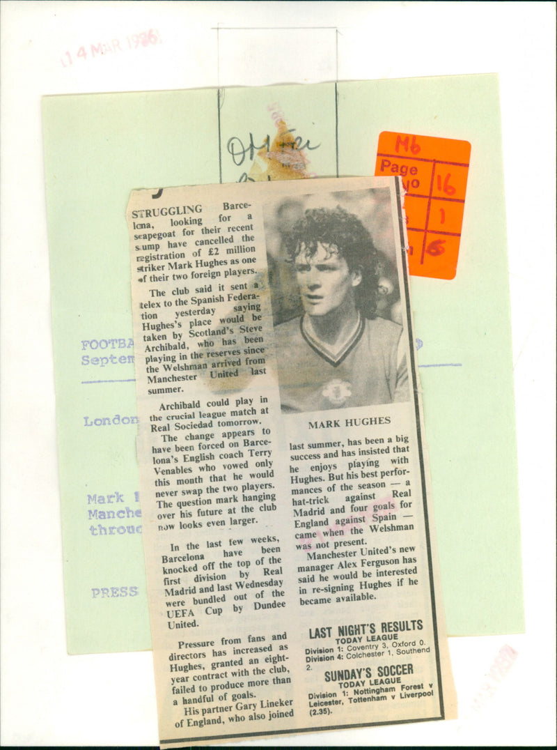 Mark Hughes - Vintage Photograph