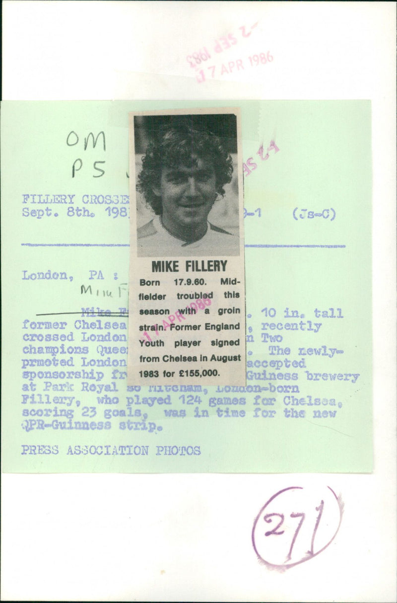 Mike Fillery - Vintage Photograph
