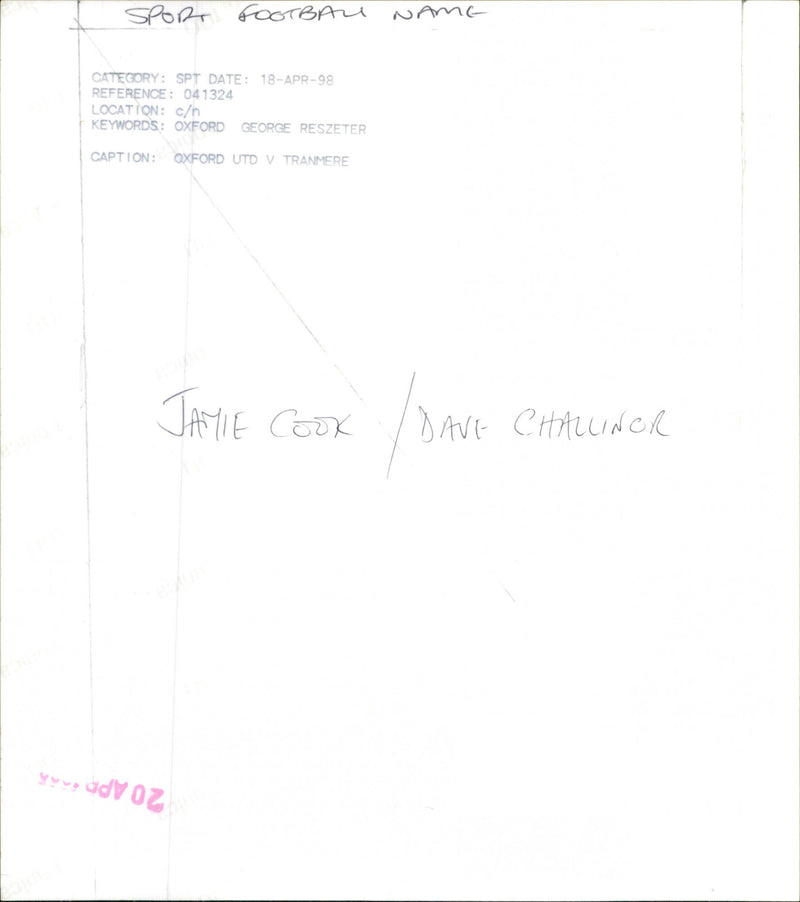 Jamie Cook - Vintage Photograph