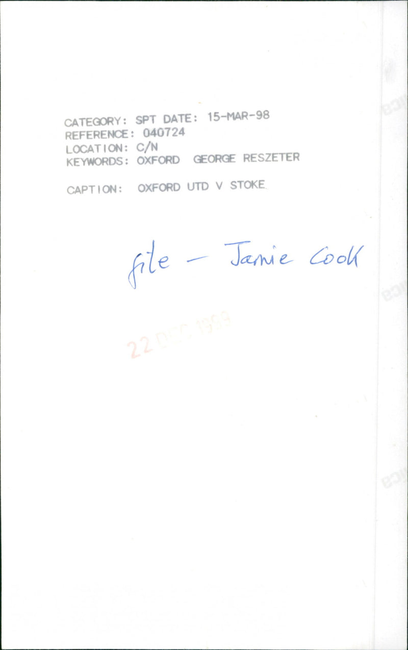 Jamie Cook - Vintage Photograph