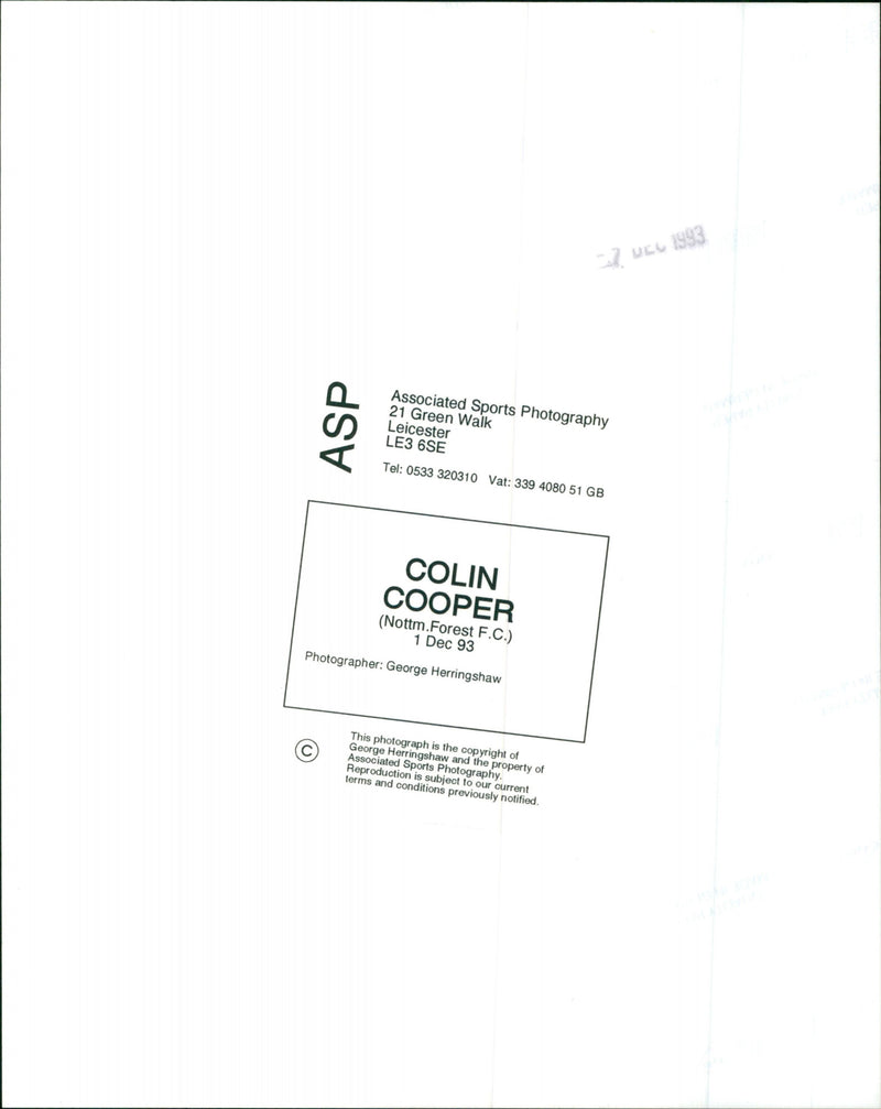 Colin Cooper - Vintage Photograph