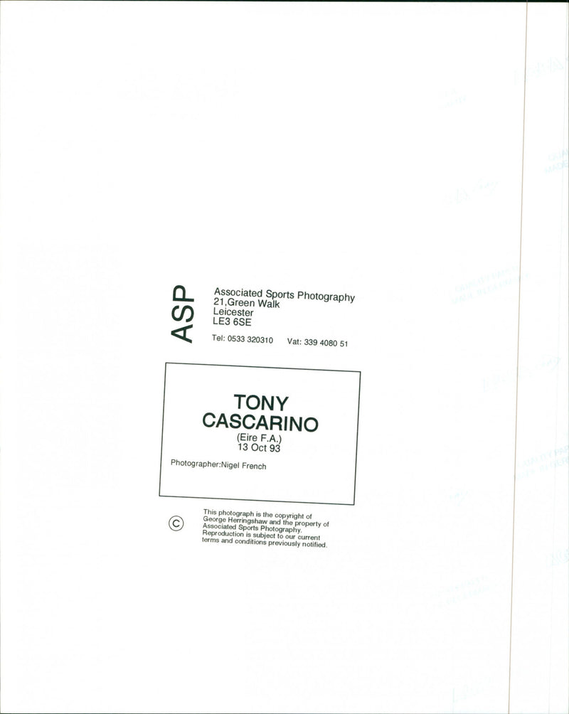 Tony Cascarino - Vintage Photograph