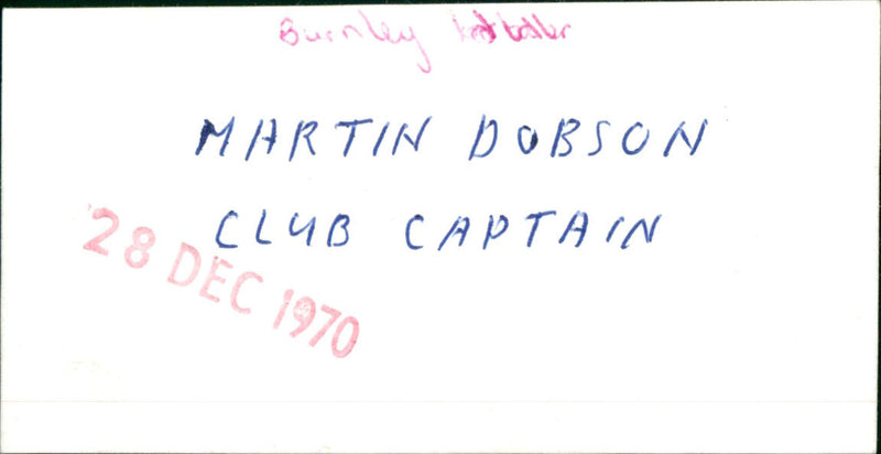 Martin Dobson - Vintage Photograph