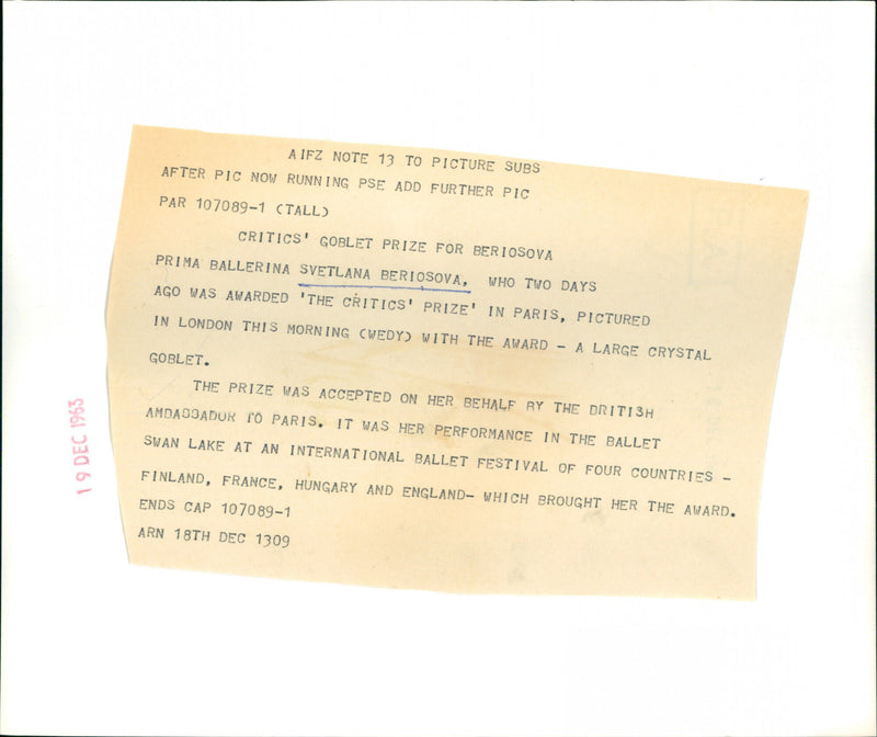 Svetlana Beriosova - Vintage Photograph