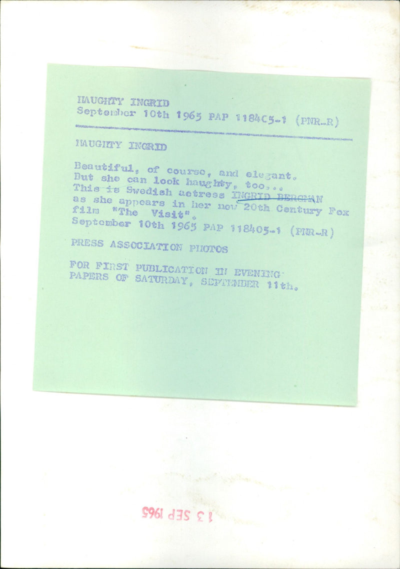 Ingrid Bergman - Vintage Photograph