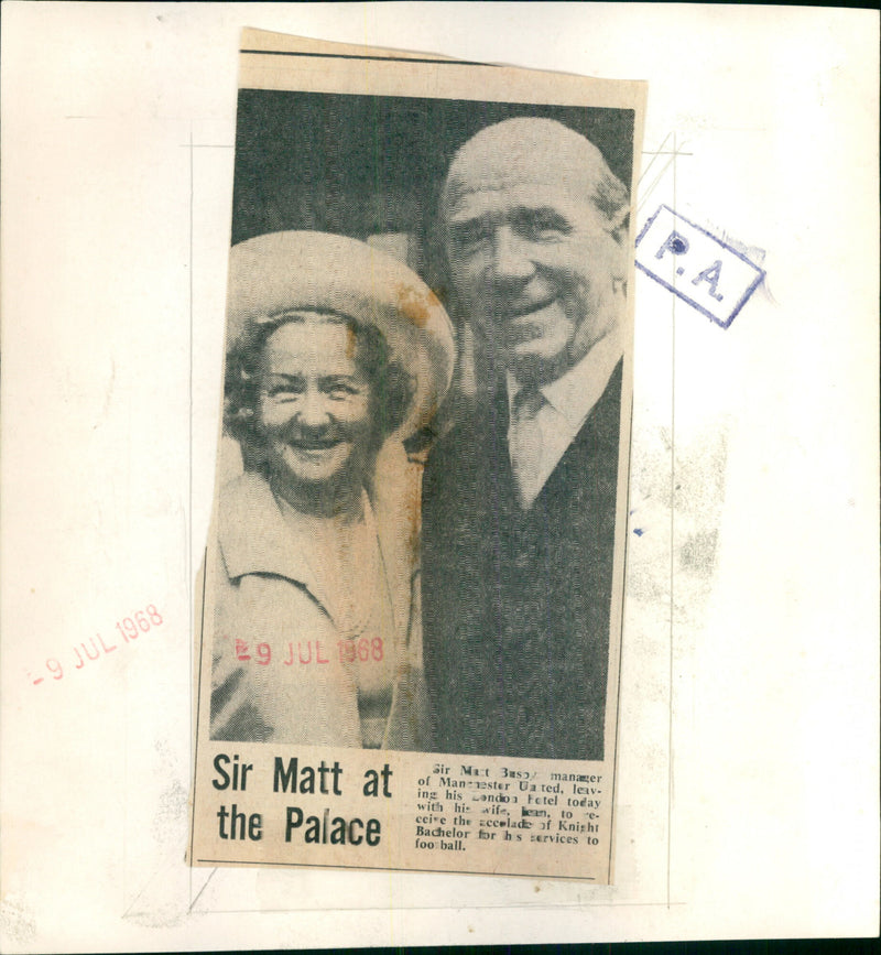 Matt Busby with wife - Vintage Photograph
