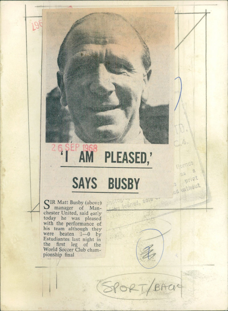 Sir Matt Busby - Vintage Photograph