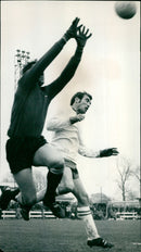 Tony Foster, Banbury striker, tackling a goalkeeper - Vintage Photograph