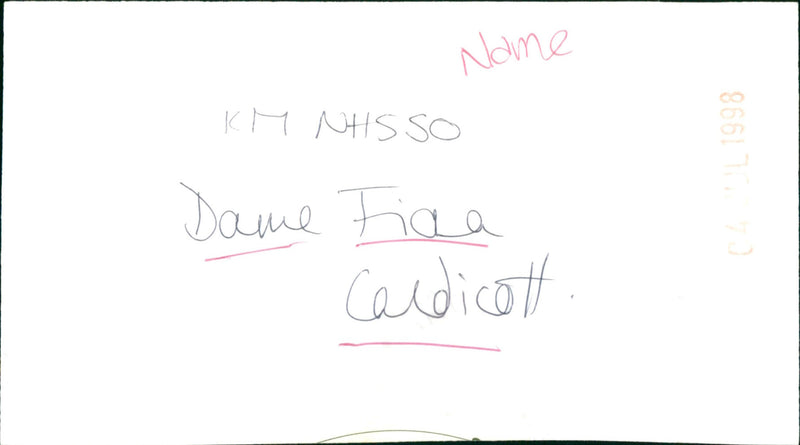 Dame Fiona Caldicott - Vintage Photograph