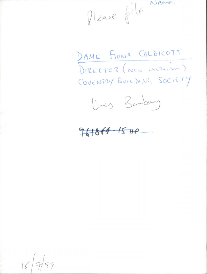 Dame Fiona Caldicott - Vintage Photograph