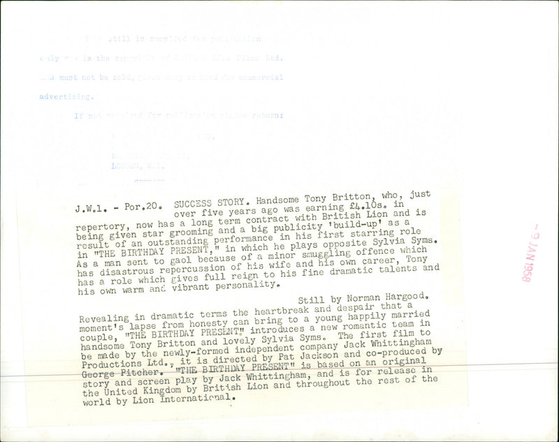 Tony Britton, - Vintage Photograph