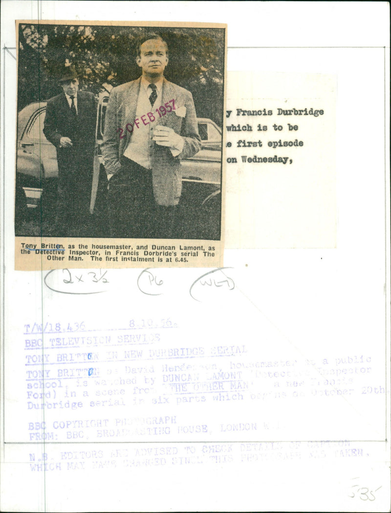 Tony Britton,  Duncan Lamon - Vintage Photograph