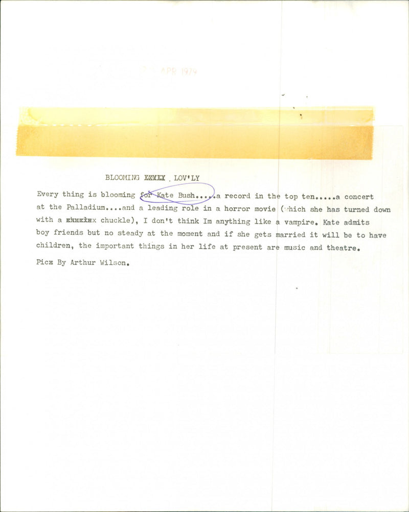 Kate Bush - Vintage Photograph