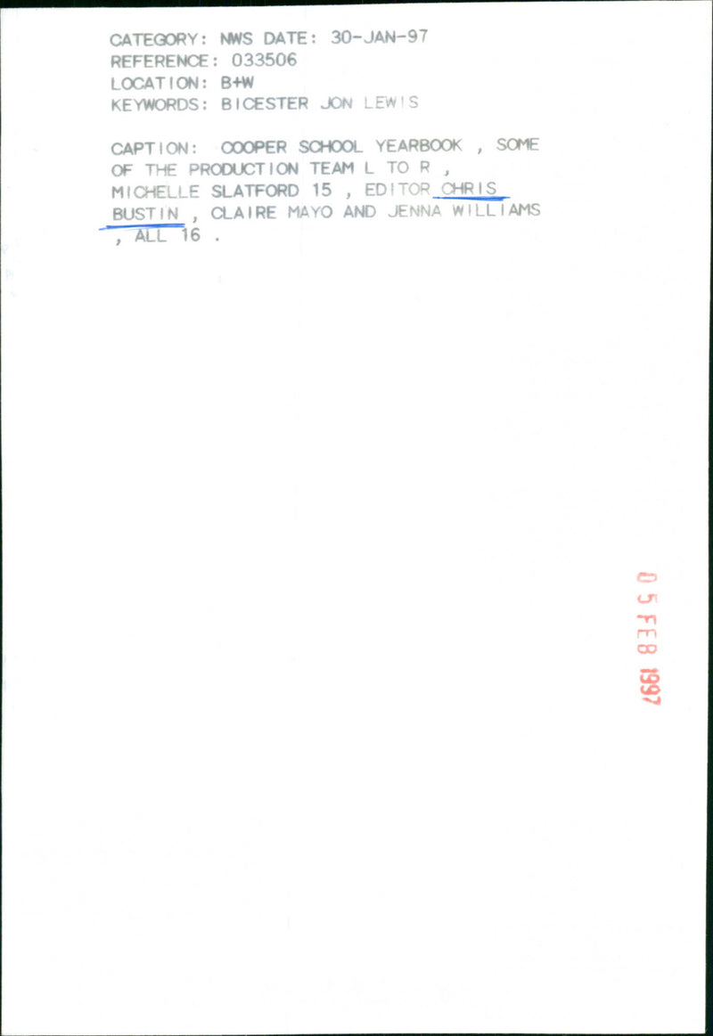 Chris Bustin - Vintage Photograph