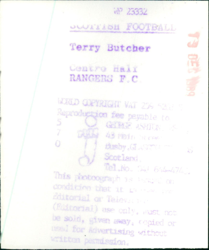 Terry Butcher - Vintage Photograph