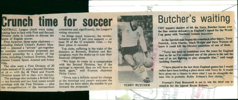 Terry Butcher - Vintage Photograph