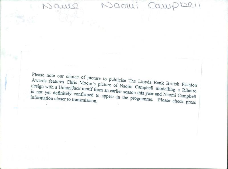 Naomi Campbell - Vintage Photograph