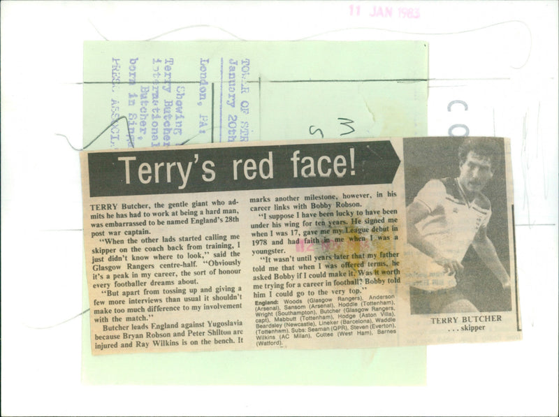 Terry Butcher - Vintage Photograph