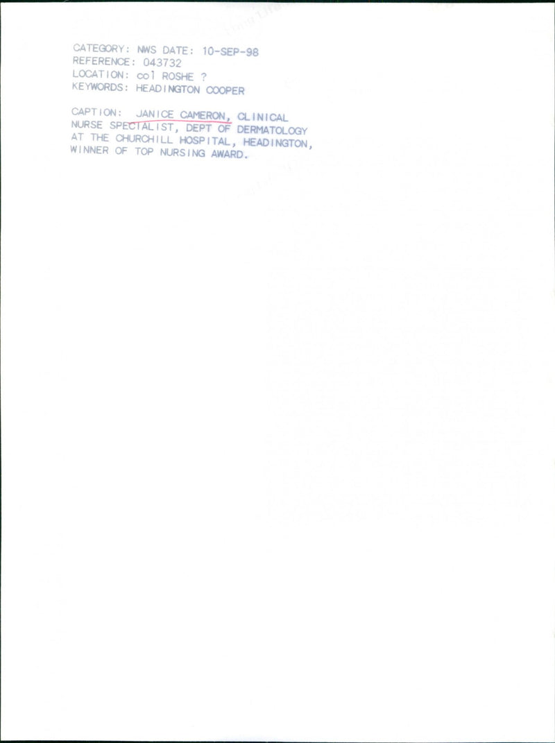 Janice Cameron - Vintage Photograph