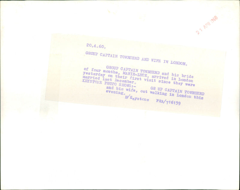 Group Captain Peter Townsend - Vintage Photograph