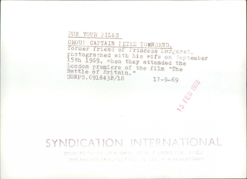 Group Captain Peter Townsend - Vintage Photograph