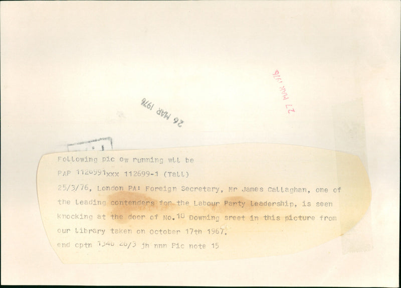 Mr James Callaghan - Vintage Photograph