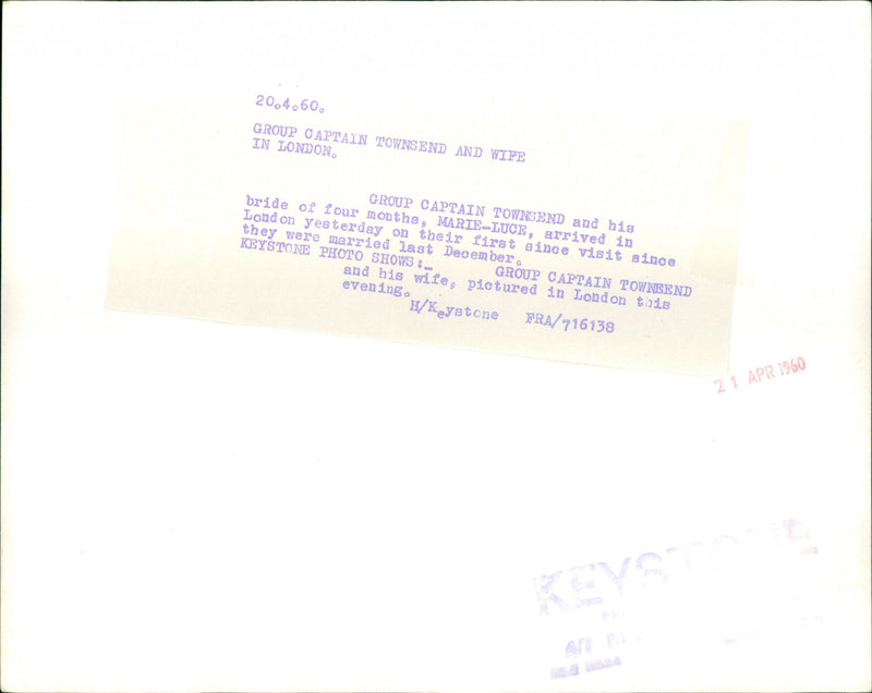 Group Captain Peter Townsend - Vintage Photograph