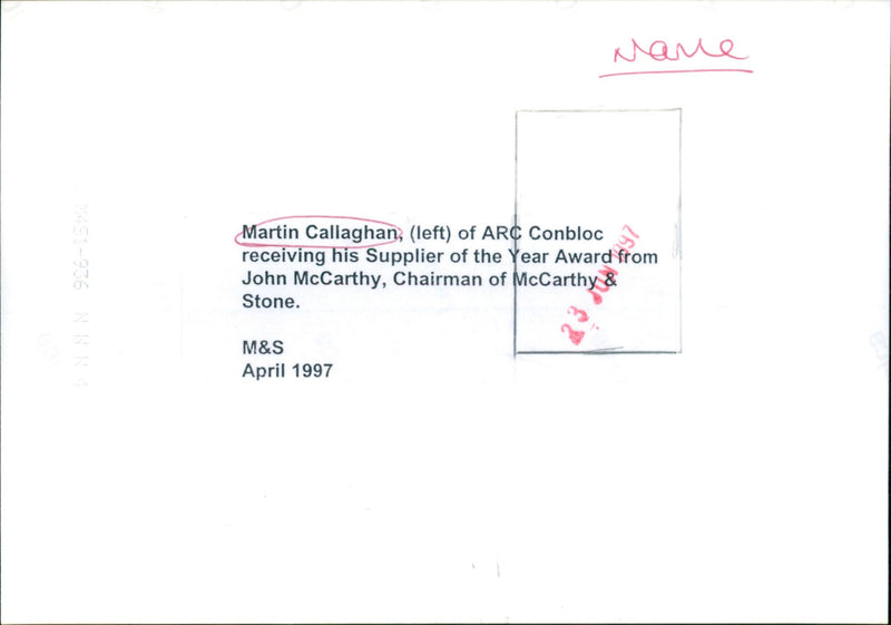 Martin Callaghan - Vintage Photograph