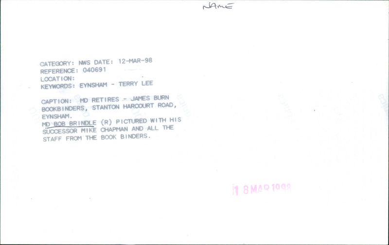 Bob Brindle - Vintage Photograph