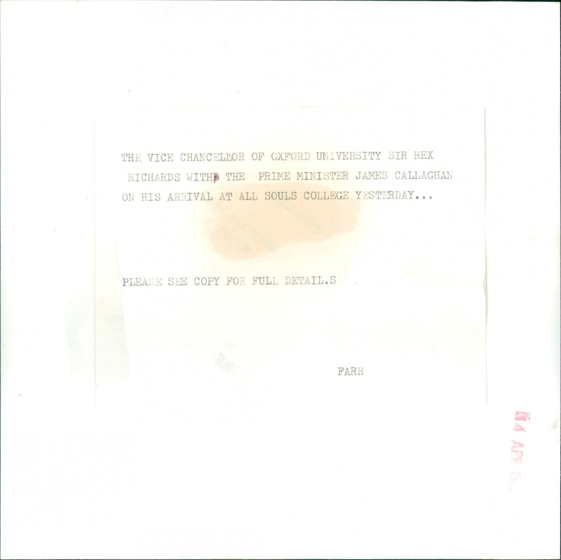 Sir Rex Richards, minister James Callaghan - Vintage Photograph