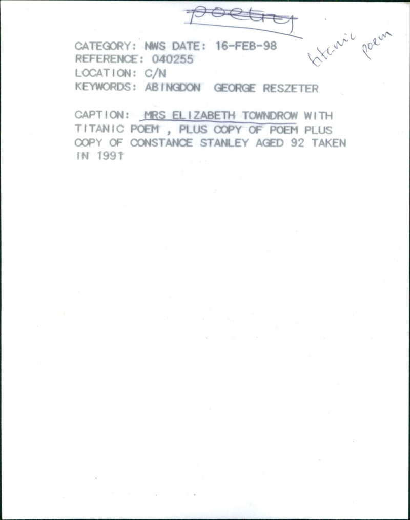 Elizabeth Towndrow - Vintage Photograph