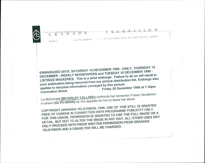 Beverly Callard, Glyn grain - Vintage Photograph