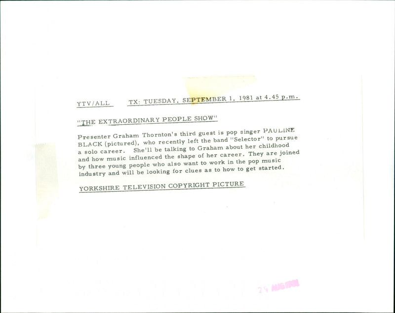 Pauline Black - Vintage Photograph