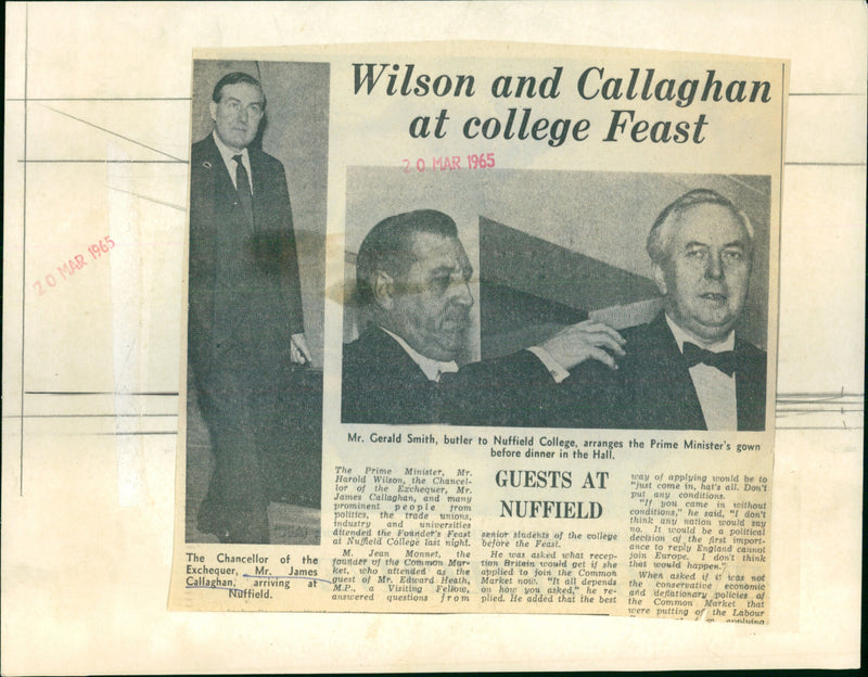 Mr. Gerald Smith, James Callaghan, Mr Harold Wilson - Vintage Photograph