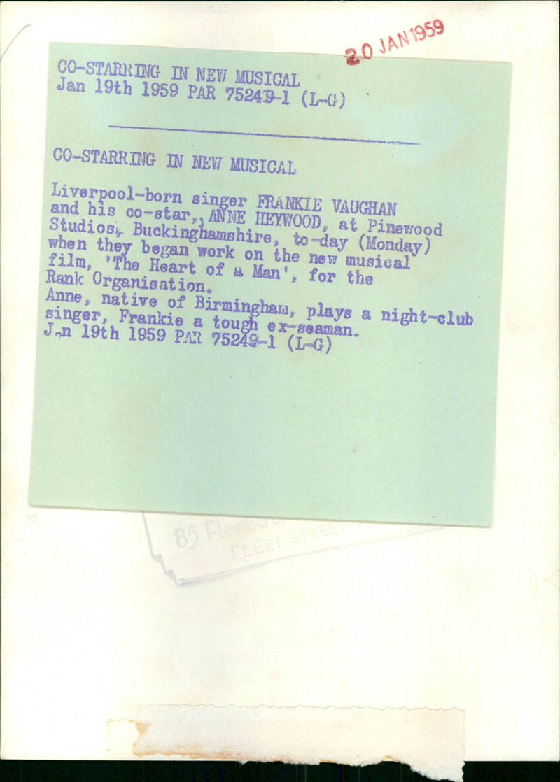 Frankie Vaughan - Vintage Photograph