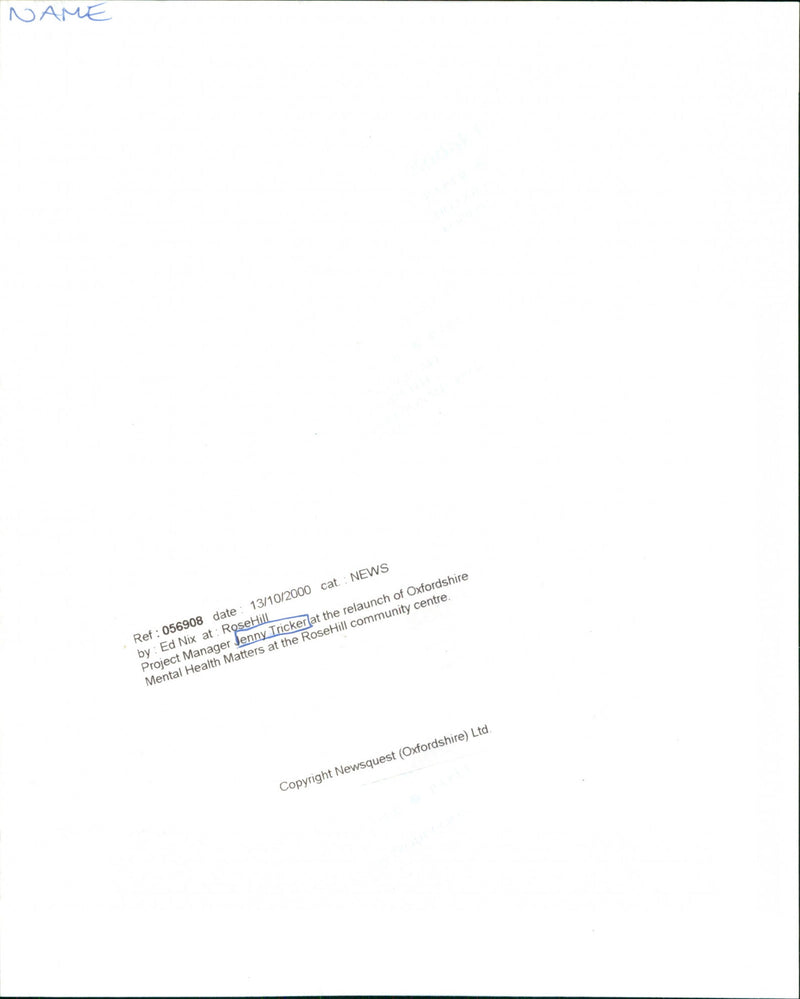 Jenny Tricker - Vintage Photograph