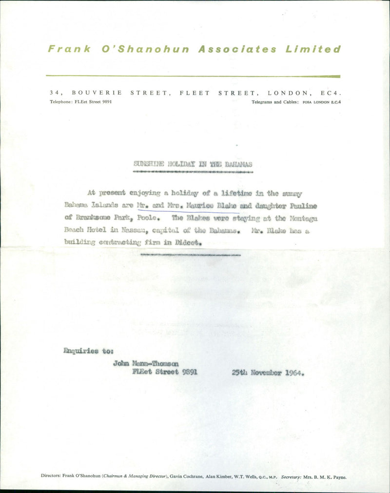 Mr. & Mrs. Maurice Blake - Vintage Photograph