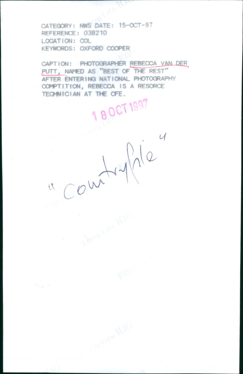 Rebecca van der Putt - Vintage Photograph