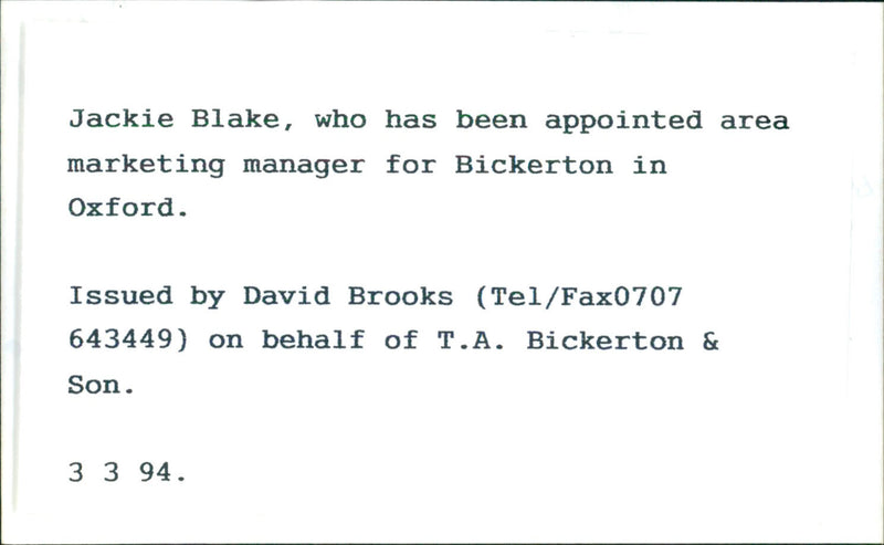 Jackie Blake - Vintage Photograph