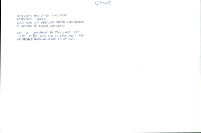 Frank Brittain - Vintage Photograph