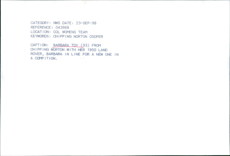 Barbara Toy - Vintage Photograph