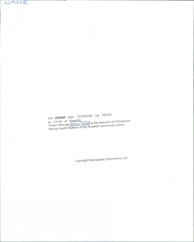 Jenny Tricker - Vintage Photograph