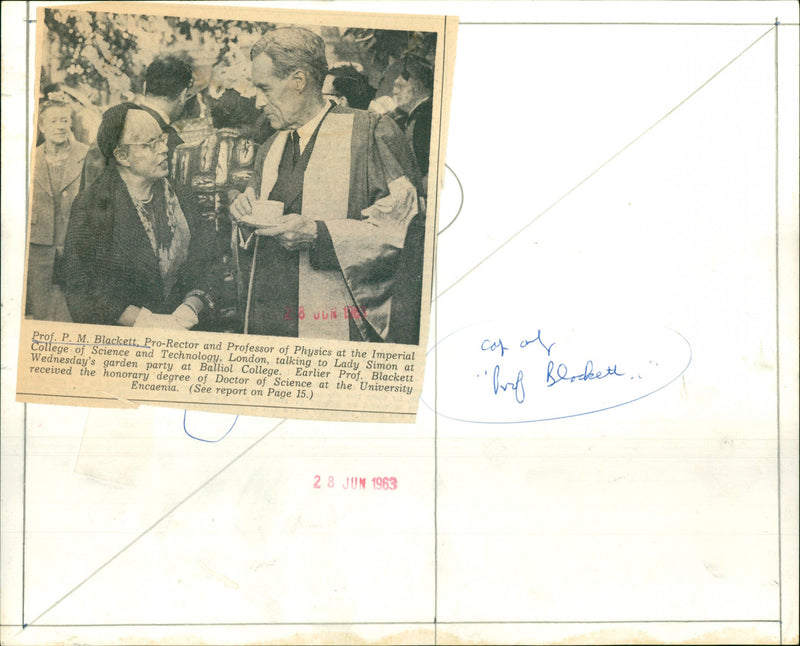 Prof.P.M. Blackett, Lady Simon - Vintage Photograph