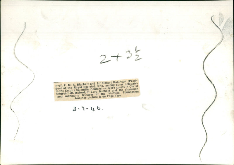 Prof.P.M.S Blackett, Sir Robert Robinson - Vintage Photograph