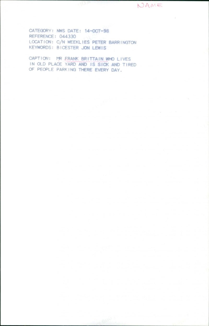 Frank Brittain - Vintage Photograph