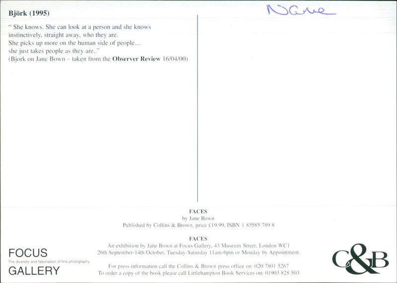 Jane Bown - Vintage Photograph