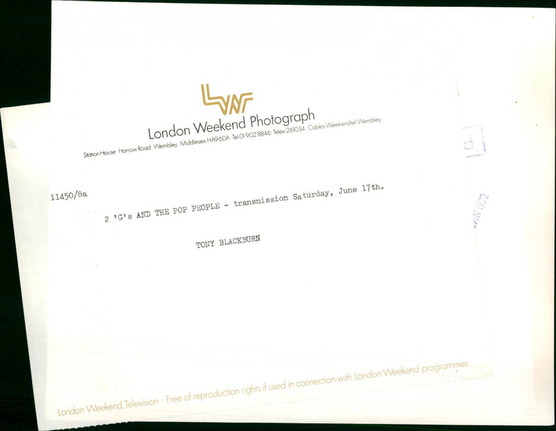 Tony Blackburn & Tessa Wyatt - Vintage Photograph